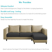 Mikasa 4 Seater RHS L Shape Sofa Set for Living Room (Cream Black Fabric) Premium Fabric Sofa Set for Living Room