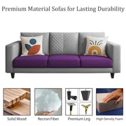 Mikasa 3 Seater Sofa Set for Living Room (Purple Grey Colour Fabric) Premium Fabric Sofa
