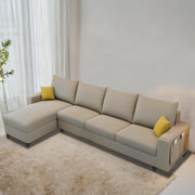 Casaliving Porto LHS 6 Seater L Shape Sofa Set for Living Room (Black Fabric) Premium Velvet Fabric