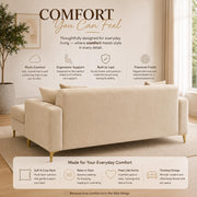 Casaliving Daxos 4 Seater L Shape Sofa Set with Movable Ottoman | Flexible Left or Right Layout | Cozy Velvet Fabric | Soft Touch Seating | Modern Designer Sofa for Living Room (Black)