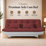 Casaliving Danny Sofa Cum Bed for Living Room Premium Fabric Sofa New 3 Seater Sofa Cum Bed Velvet Fabric with 2 Cushions and Suitable for All Indoor (Black Grey)