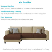 Oslo 4 Seater LHS L Shape Sofa Set for Living Room (Cream Brown Fabric) Premium Fabric Sofa Set for Living Room