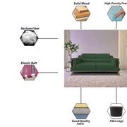 Falconar 3 Seater Sofa Set for Living Room (Green Fabric) Premium Fabric Sofa