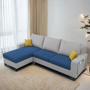 Casaliving Porto RHS 4 Seater L Shape Sofa Set for Living Room (Black Fabric) Premium Velvet Fabric Sofa Set - Black