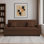 Cameron 3 Seater Sofa Cum Bed for Living Room (Brown Fabric) Premium Fabric Sofa