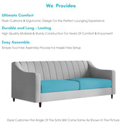 Mobius 3 Seater Sofa Set for Living Room (Turquise Grey Colour Sofa) Premium Fabric Sofa for Living Room