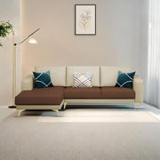 Falco LHS 4 Seater L Shape Sofa Set for Living Room (Cream Brown Fabric) Premium Fabric Sofa