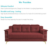 Julio 3 Seater Sofa Set for Living Room (Maroon Colour Fabric) Premium Fabric Sofa