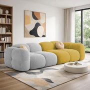 Casaliving Vetras Modern Velvet Bubble Cloud Sofa, Tufted Design Upholstered 3 Seater Sofa Set for Living Room,(Blue Colour) Premium Velvet Fabric Sofa