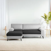 Casaliving Amelia RHS 6 Seater L Shape Sofa Set for Living Room (Black Fabric) Premium Fabric Sofa