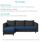 Mikasa 4 Seater LHS L Shape Sofa Set for Living Room (Blue Black Fabric) Premium Fabric Sofa Set for Living Room