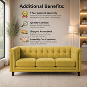 Casaliving Fento 3 Seater Sofa Set for Living Room, 3 Seater (Black) Colour Premium Velvet Fabric Sofa