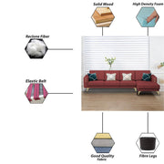 Falco RHS 6 Seater L Shape Sofa Set for Living Room (Maroon Fabric) Premium Fabric Sofa