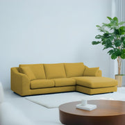 Cortina RHS 4 Seater L Shape Sofa Set for Living Room (Yellow Fabric) Premium Fabric Sofa