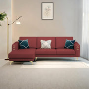 Falco LHS 4 Seater L Shape Sofa Set for Living Room (Maroon Fabric) Premium Fabric Sofa