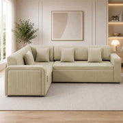 Casaliving Rion 6 Seater L Shape Corner Sofa Cum Bed for Living Room (Black Fabric) Premium Fabric Sofa Cum Bed