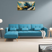Convertible Futon RHS 4 Seater Sofa Cum Bed with Adjustable Backrest Sofa for Living Room (Blue Grey Colour) Premium Fabric Sofa