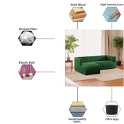Rowan LHS 4 Seater L Shape Sofa Set for Living Room (Green Fabric) Premium Fabric Sofa