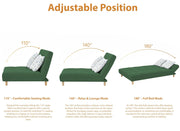 Drantly 3 Seater Sofa Cum Bed for Living Room (Green Fabric Color) Premium Suede Velvet Fabric Sofa Cum Bed for Living Room