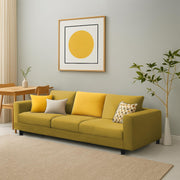 Minta 3 Seater Sofa Set for Living Room (Yellow Colour Fabric) Premium Fabric Sofa