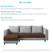 Mikasa 4 Seater LHS L Shape Sofa Set for Living Room (Brown Grey Fabric) Premium Fabric Sofa Set for Living Room