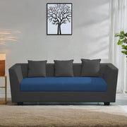 Casaliving Amida 3 Seater Sofa Set for Living Room (Blue Black Colour) Premium Fabric Sofa