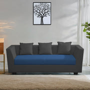 Casaliving Amida 3 Seater Sofa Set for Living Room (Blue Black Colour) Premium Fabric Sofa