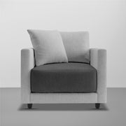 Dominic 1 Seater Sofa Set for Living Room (Black Grey Fabric) Premium Fabric Sofa