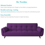 Francois 3 Seater Convertible Sofa Cum Bed for Living Room (Purple Fabric) Premium Fabric Sofa