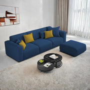 Casaliving Crypton 3 Seater Sofa Set with Center Table for Living Room (Blue Colour) Premium Fabric Sofa