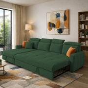 Casaliving Gagnon LHS 4 Seater L Shape Corner Sofa Cum Bed for Living Room with Storage (Black Fabric) Premium Fabric Sofa Cum Bed