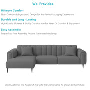 Damian LHS 4 Seater L Shape Sofa Set for Living Room (Dark Grey Colour Fabric) Premium Fabric Sofa Set for Living Room