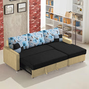 Rolando 4 Seater Sofa Cum Bed for Living Room (Cream Black) Premium Fabric Sofa