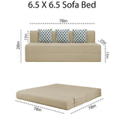 Marcus 3 Seater Sofa Cum Bed with 3 Cushions for Living Room (Black Fabric) Premium Fabric Sofa Set 6.5 X 6.5 Feet