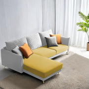 Casaliving Stanly LHS 4 Seater L Shape Sofa Set for Living Room (Blue Fabric) Premium Fabric Sofa