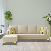 Casaliving Mandis LHS 4 Seater L Shape Sofa Set for Living Room (Black Fabric) Premium Fabric Sofa