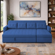 Casaliving Treshta 6 Seater LHS L - Shape Pull-Out Sofa Cum Bed Sofa for Living Room (Dark Grey Fabric Color) Premium Fabric Sofa Set for Living Room Sofa Cum Bed