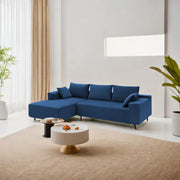 Casaliving Crystal 4 Seater RHS L Shape Sofa Set for Living Room (Black Fabric) Premium Fabric Sofa