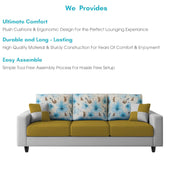 Rolando 3 Seater Sofa Set for Living Room (Yellow Grey Colour) Premium Fabric Sofa Set