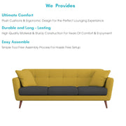 Letty 3 Seater Sofa Set for Living Room (Yellow Black Colour) Premium Fabric Sofa