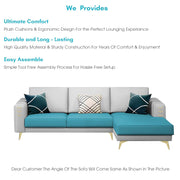 Falco RHS 4 Seater L Shape Sofa Set for Living Room (Turquise Grey Fabric) Premium Fabric Sofa