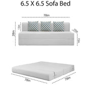 Marcus 3 Seater Sofa Cum Bed with 3 Cushions for Living Room (Black Fabric) Premium Fabric Sofa Set 6.5 X 6.5 Feet