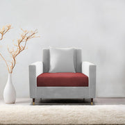 Garcia 1 Seater Sofa Set for Living Room (Maroon Grey - Colour) Premium Fabric Sofa Set