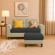 Casaliving Nancy 2 Seater with Ottoman Sofa Set for Living Room (Black Colour) Premium Fabric Sofa Set