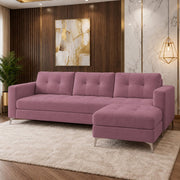 Casaliving Flexora Modern Velvet Fabric Upholstered 3 Seater Sofa Set with Ottoman for Living Room, Premium Velvet Fabric Sofa (Black Colour)