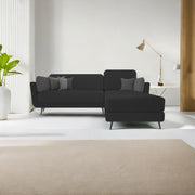 Arlond RHS 4 Seater L Shape Sofa Set for Living Room (Black Fabric) Premium Fabric Sofa