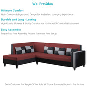 Nordy LHS 6 Seater L Shape Sofa Set for Living Room (Maroon Black Colour) Premium Fabric Sofa Set