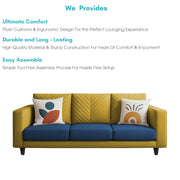 Mikasa 3 Seater Sofa Set for Living Room (Blue Yellow Colour Fabric) Premium Fabric Sofa