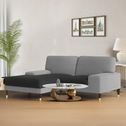 Latieo LHS 2 Seater Lounger L Shape Sofa Set for Living Room (Black Grey) Premium Fabric Sofa