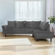 Casaliving Bradley LHS 4 Seater L Shape Sofa Set for Living Room (Black Grey Fabric) Premium Fabric Sofa